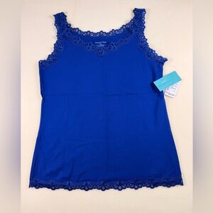 Christopher & Banks Royal Blue Crochet Trim Tank PS NWT
